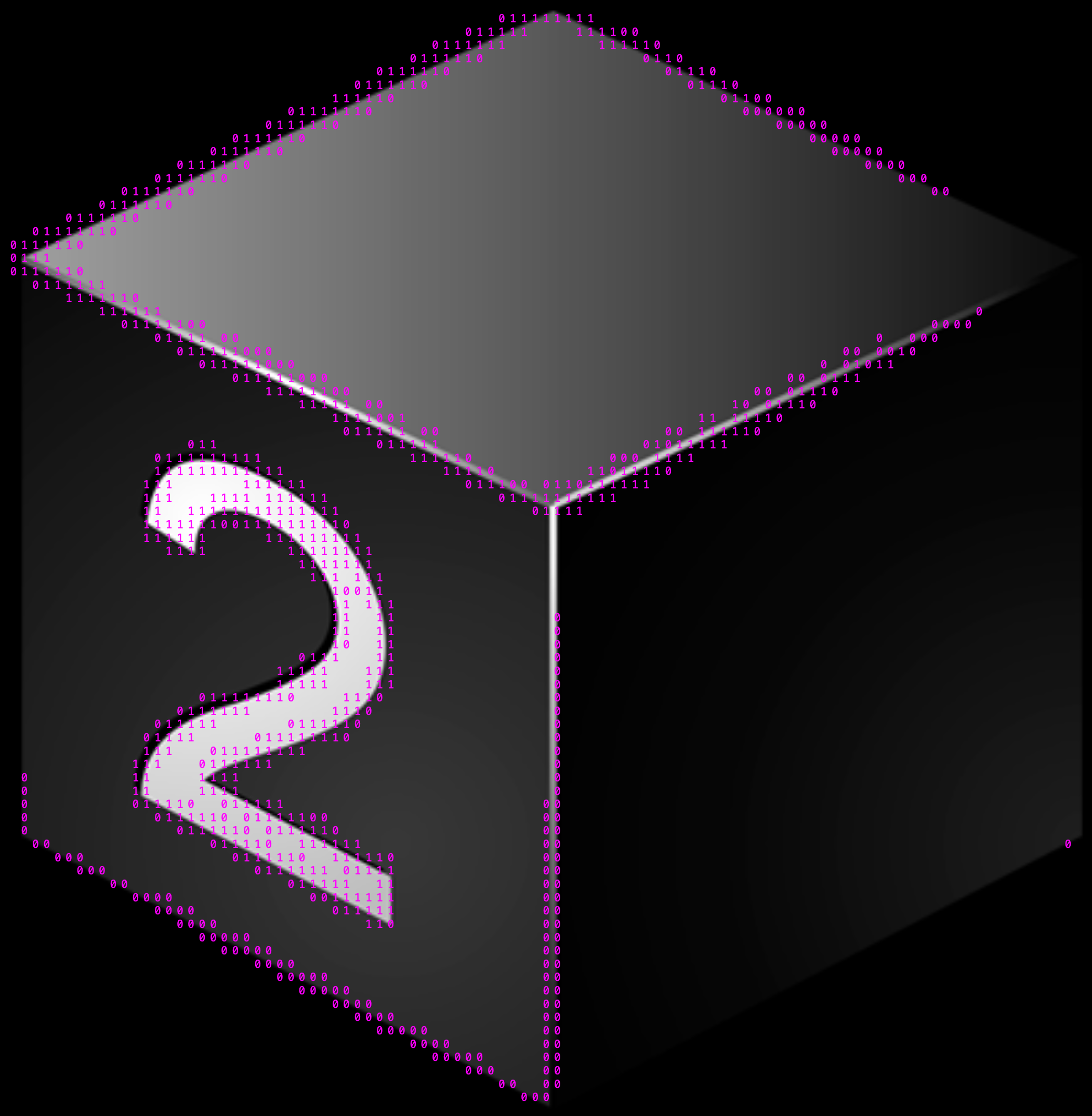 inbox2 — isometric cube with number 2, rendered in binary